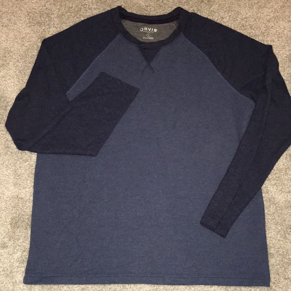 2 tone Orvis collection Crewneck pullover sweater sweatshirt raglan sleeve L